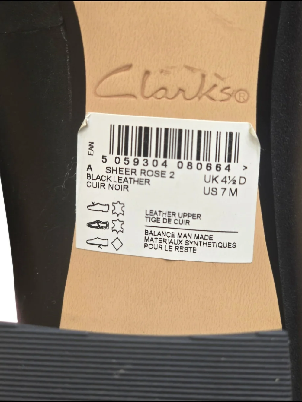 Clarks Sheer Rose 2 Black Leather Pumps Sz 7